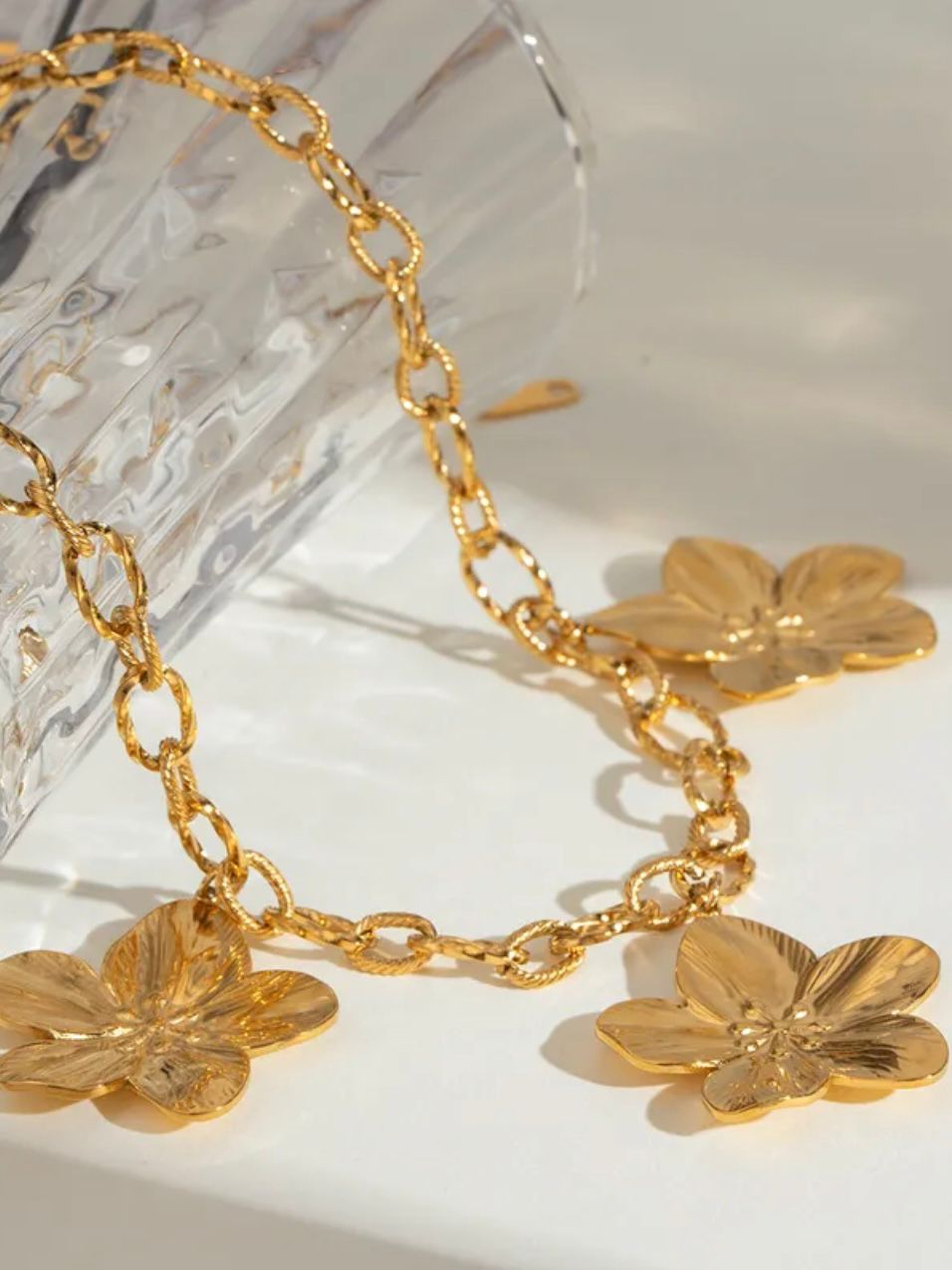 Flower Drop Chain Necklace
