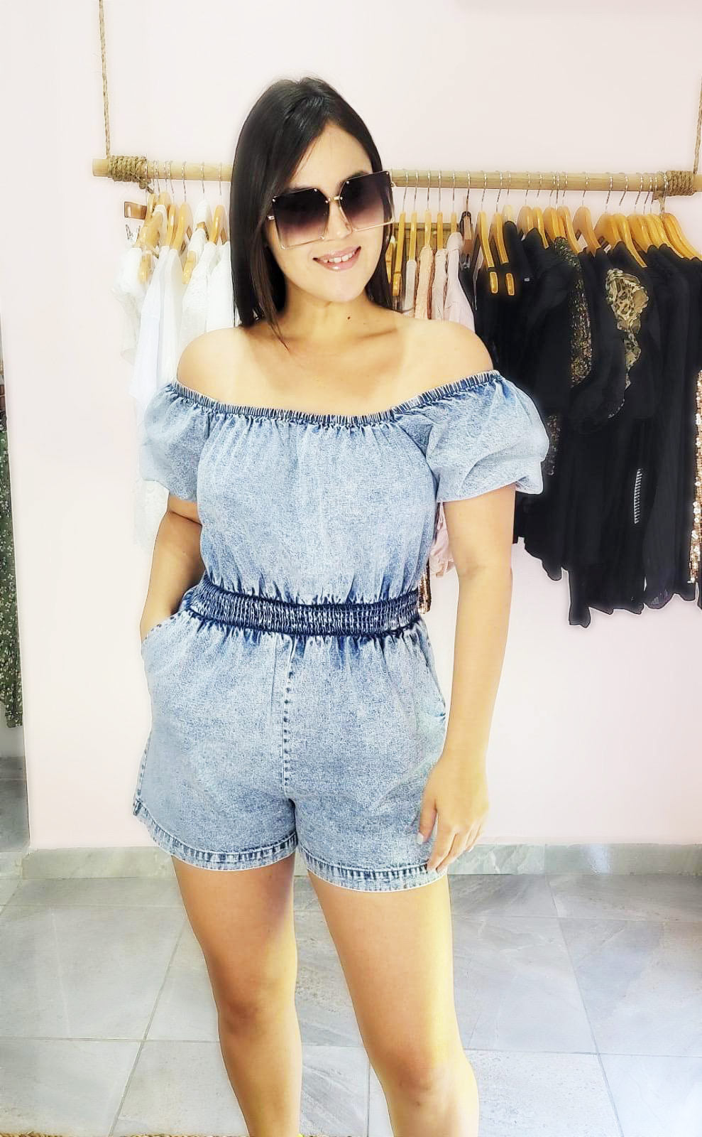 Wash Denim Romper