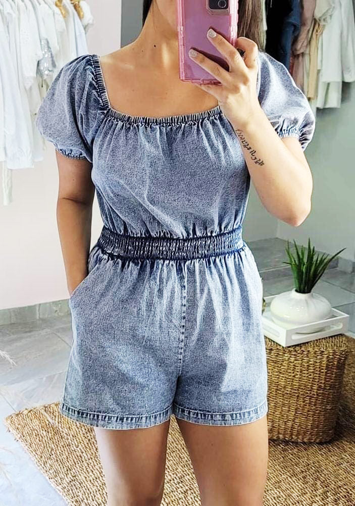 Wash Denim Romper
