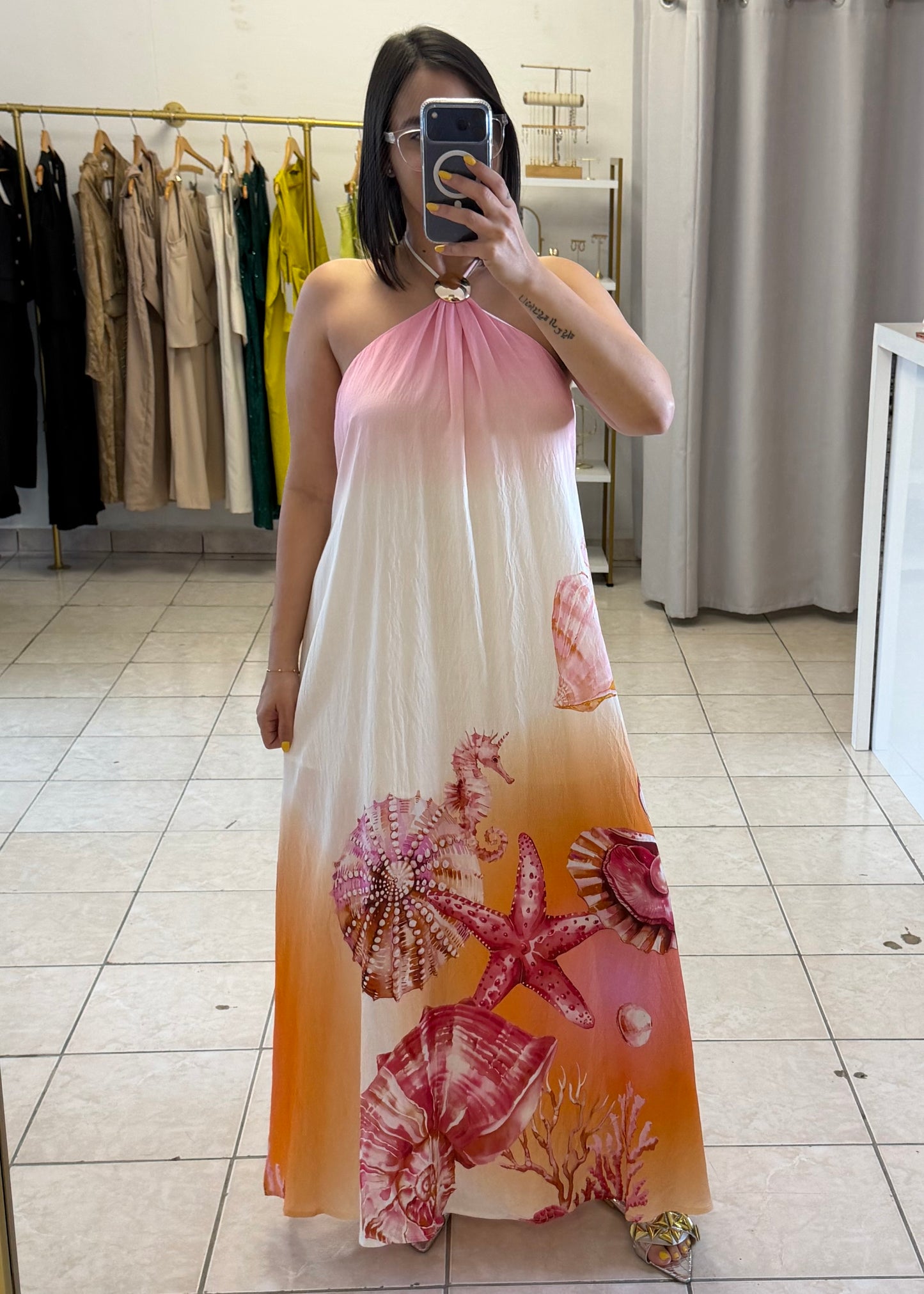Coral maxi dress