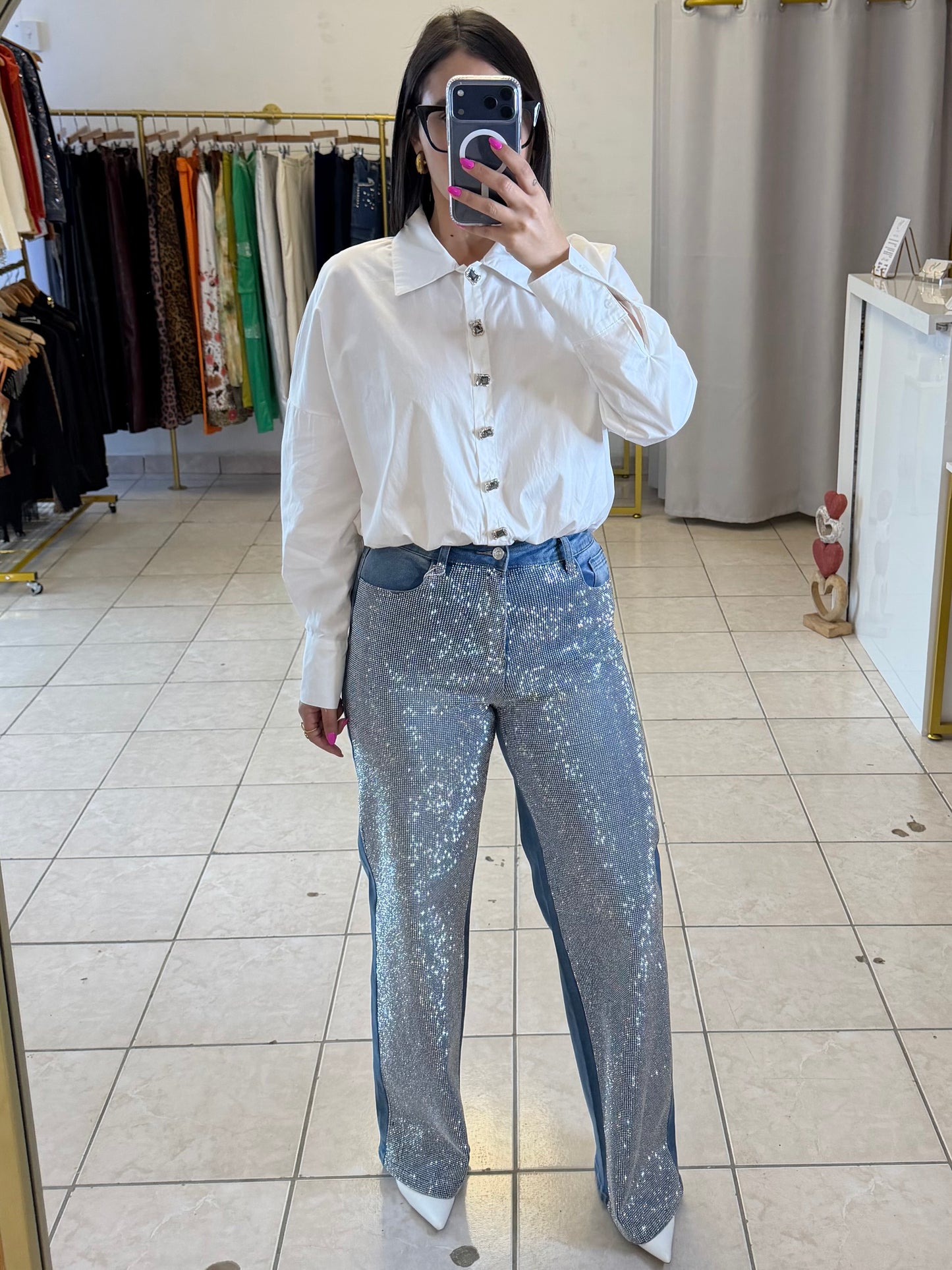 Silver shine pants