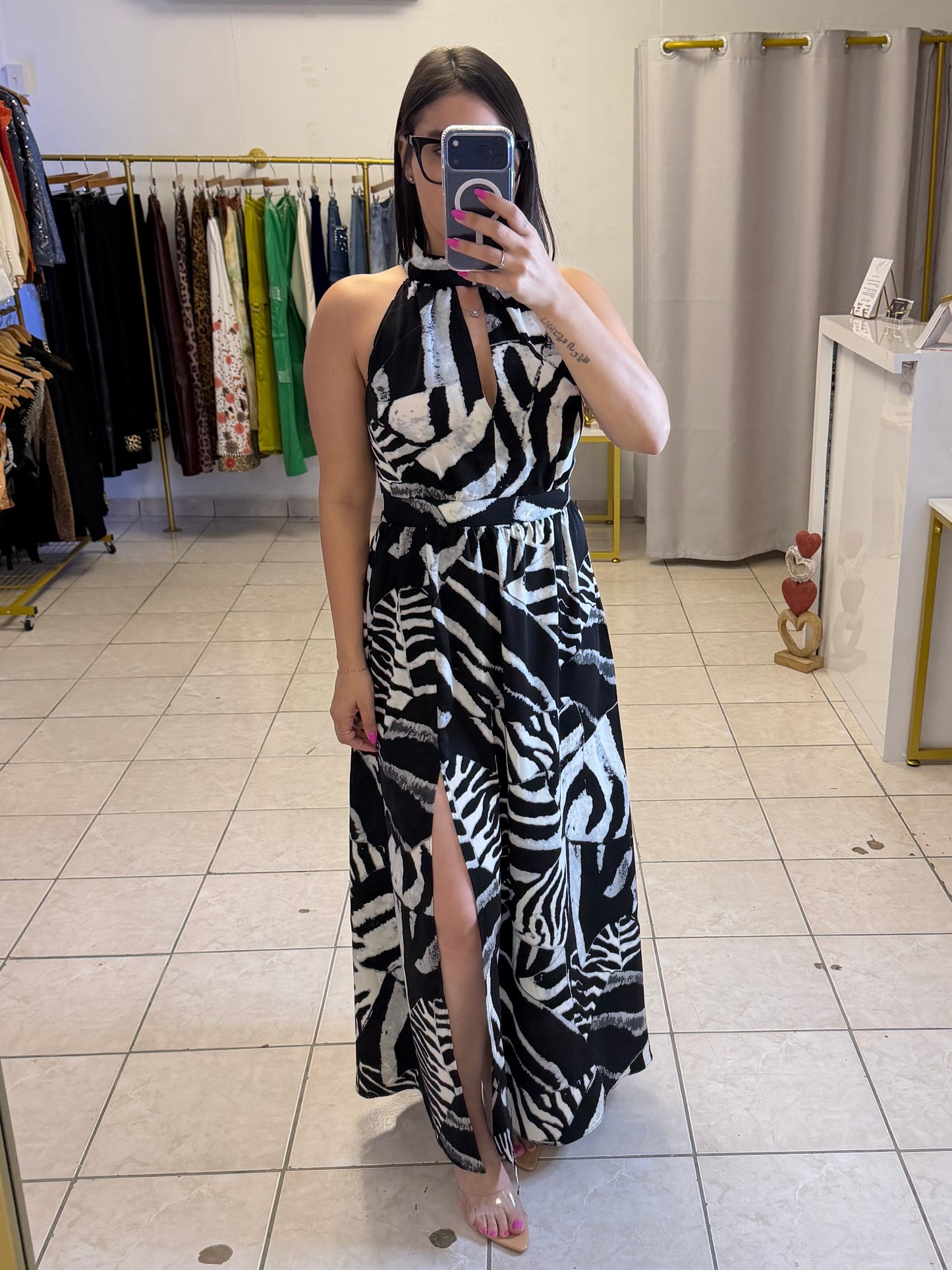 Black & white maxi dress