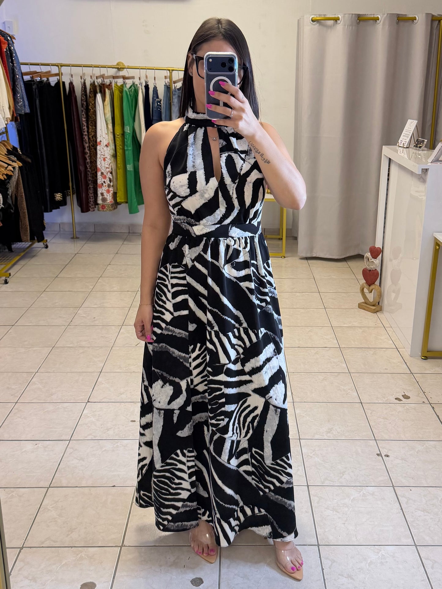 Black & white maxi dress